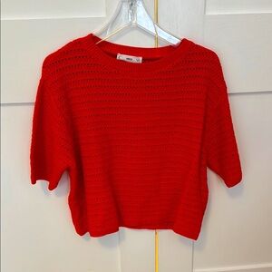 Crochet Tomato Red Short Sleeve Top